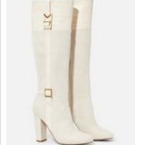 Cream high heel boots